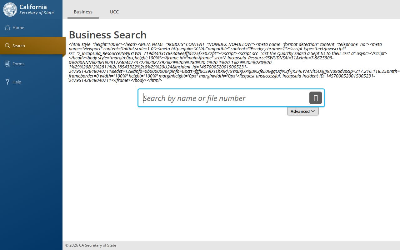 Palm Desert people search California business filings