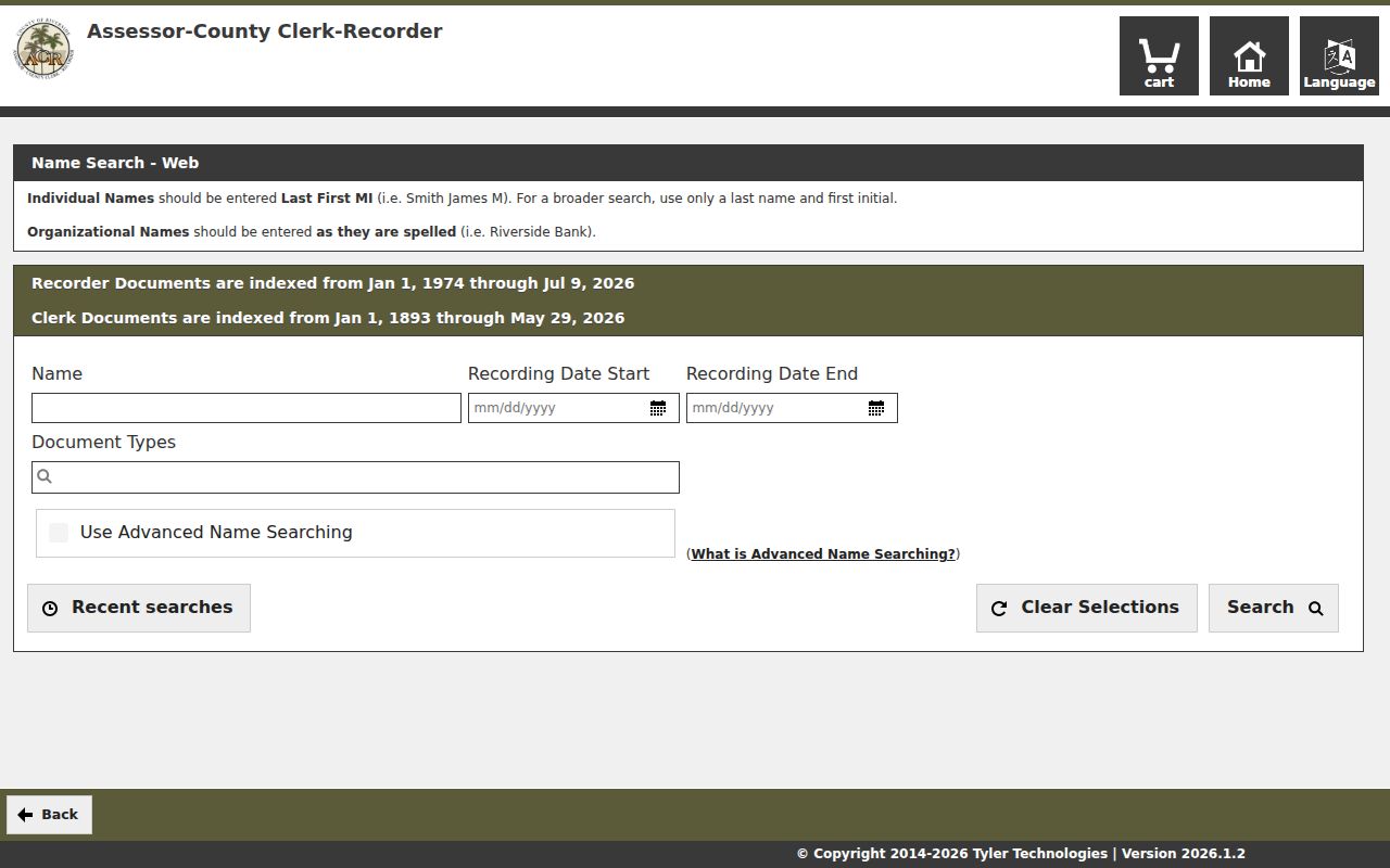 Palm Desert people search recorder name fields