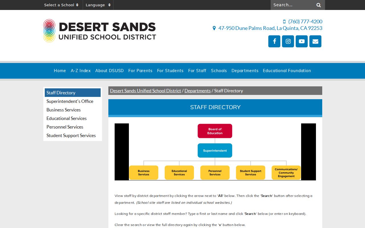 Palm Desert people directories Desert Sands Unified staff search