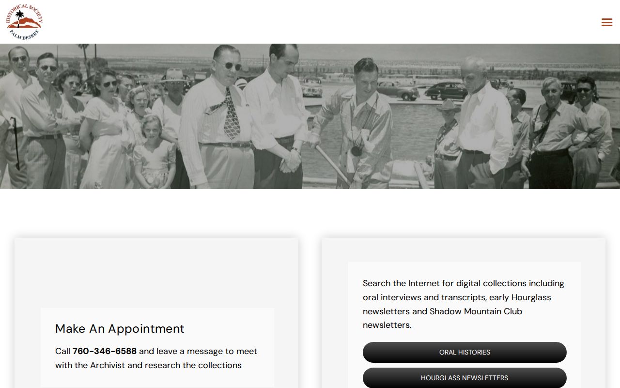 Palm Desert people directories Historical Society archives access